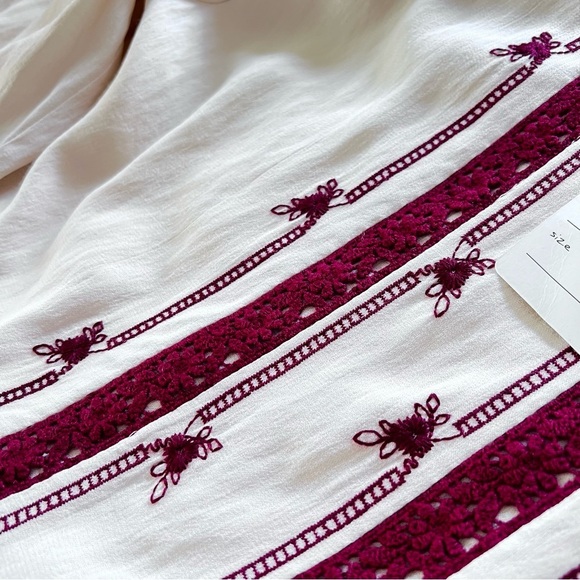 NWT Current Air Embroidered Tunic Dress in Cream and Burgundy size Small - Picture 13 of 15